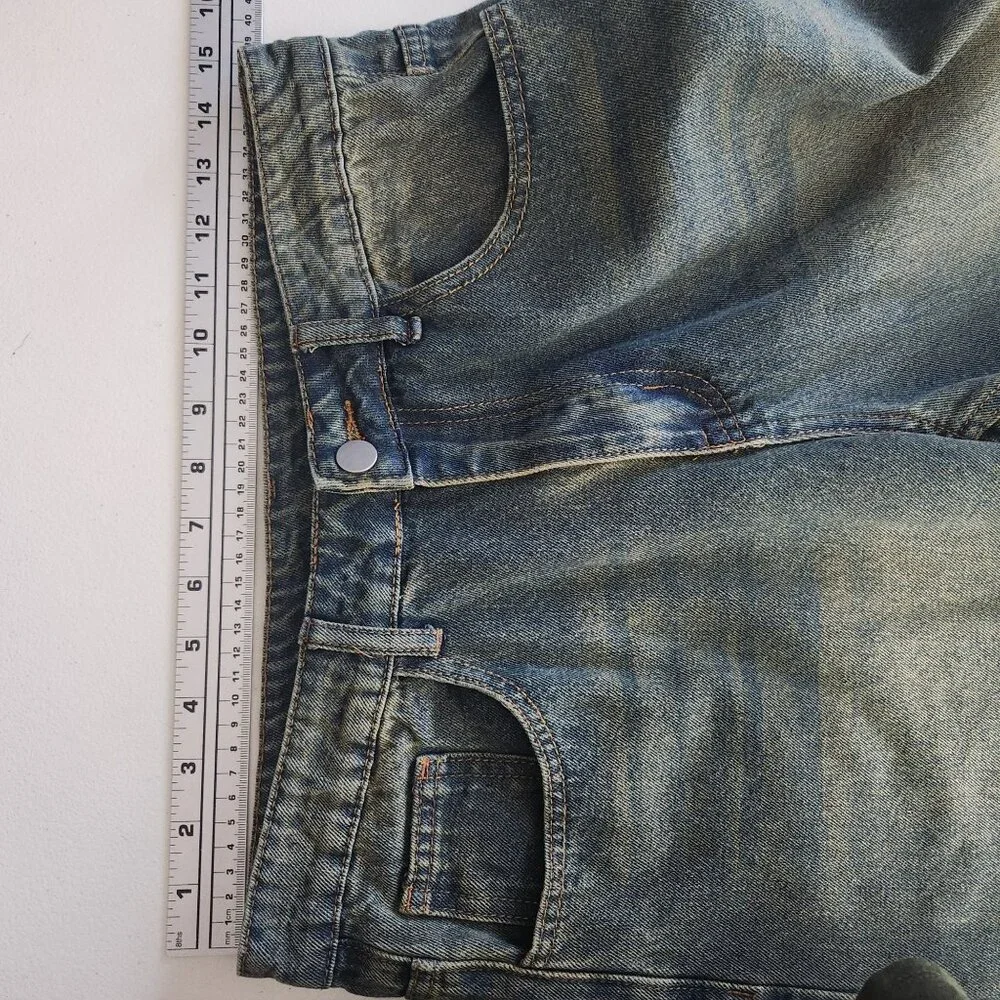 Vintage Mid-Wash Relaxed FitDenim Jeans Straight Leg Unisex Casual Style Medium